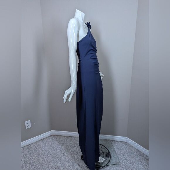 Laundry by Shelli Segal Navy Formal Gown Size 4 NWT One Shoulder Beaded Sequin - Picture 6 of 10